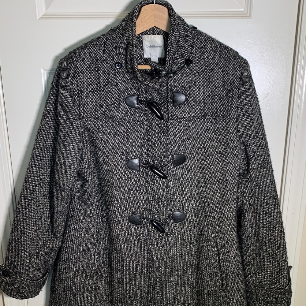 Croft&Barrow Women's Black and White Pea Coat